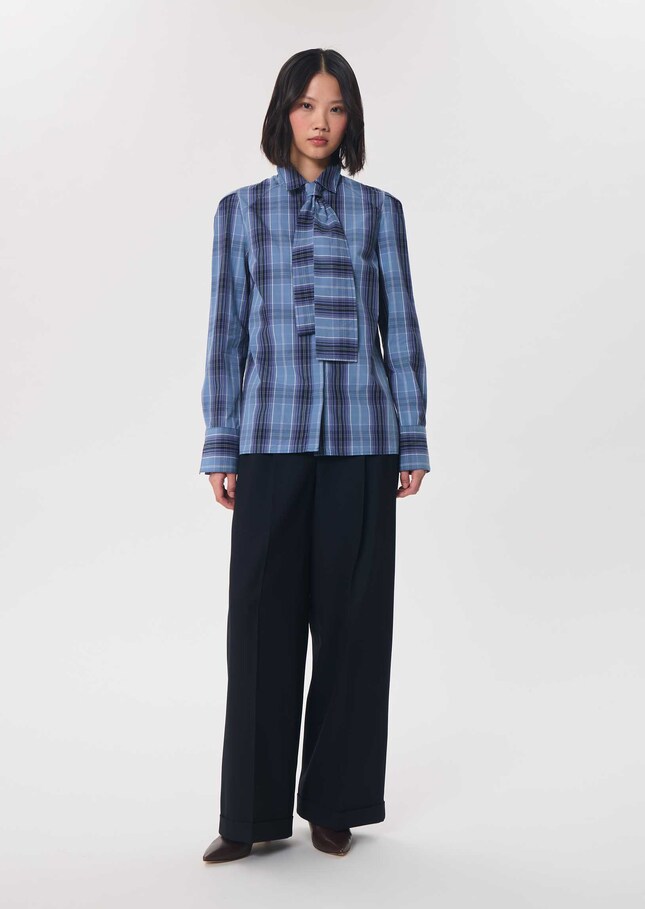 Christiane shirt blue checkered cravat Night TARA JARMON US