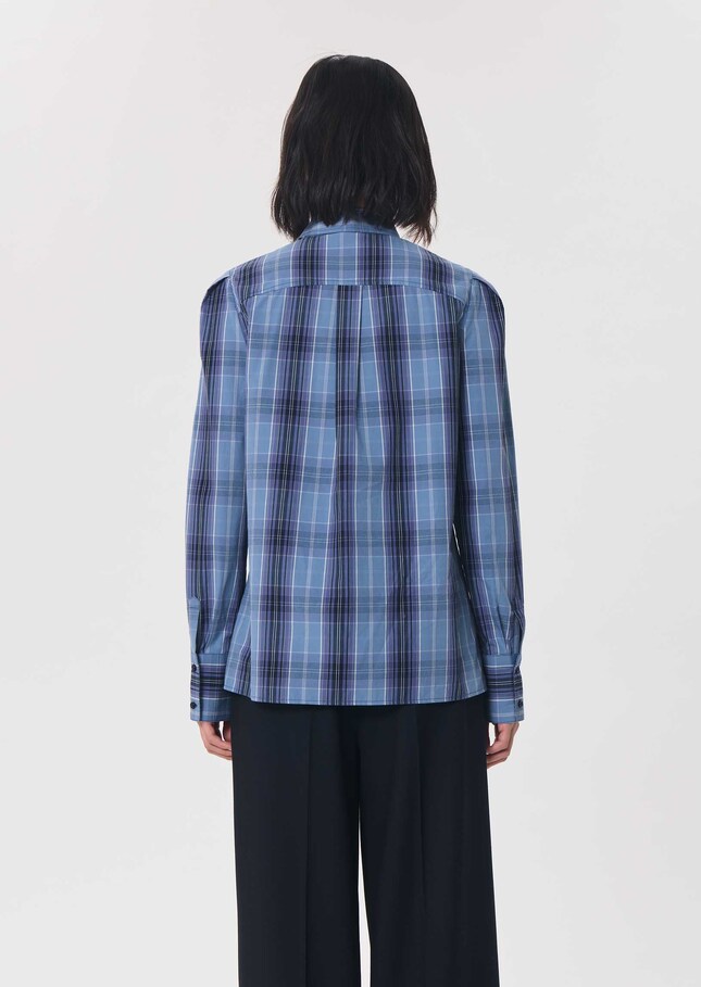 Christiane shirt blue checkered cravat Night TARA JARMON US