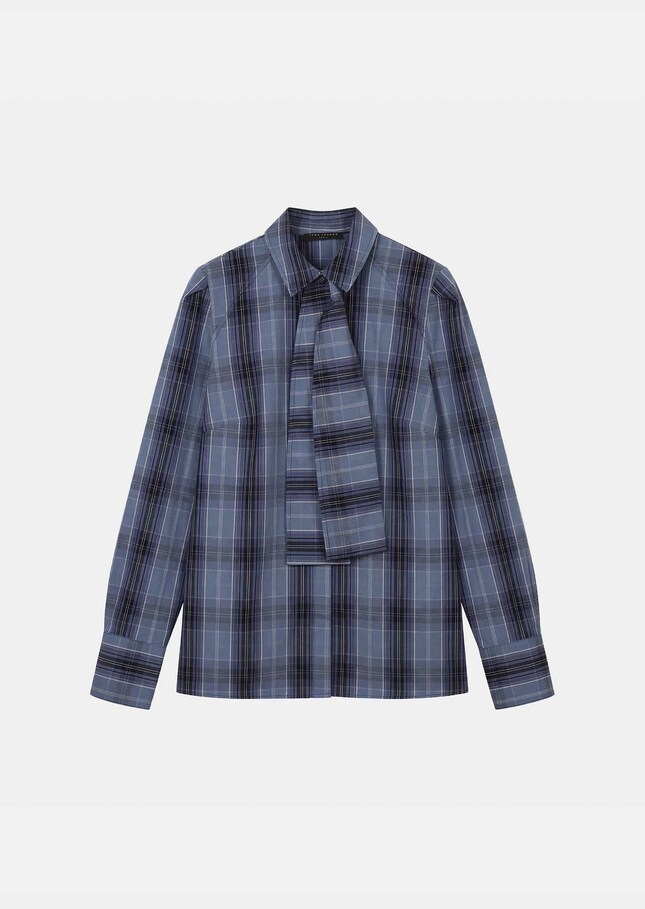 Christiane shirt blue checkered cravat Night TARA JARMON US