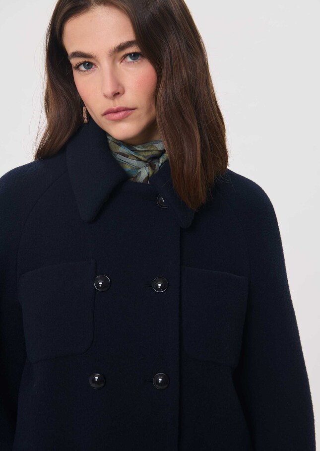 Maryline coat navy blue with patch pockets Night TARA JARMON US