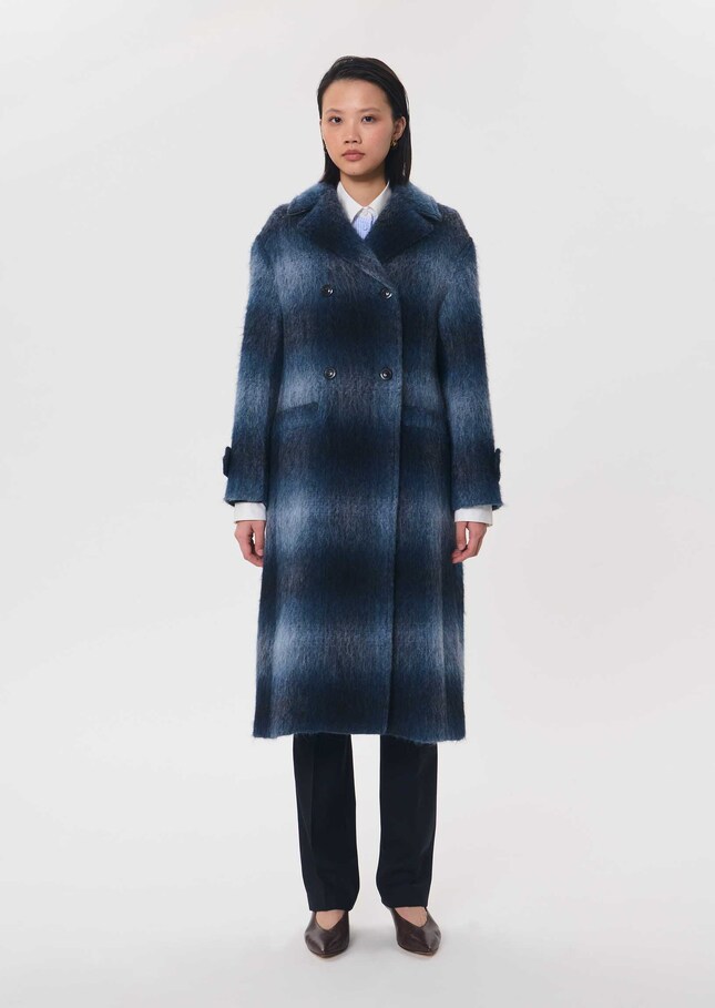 Marcelle coat long navy blue checkered Night TARA JARMON US