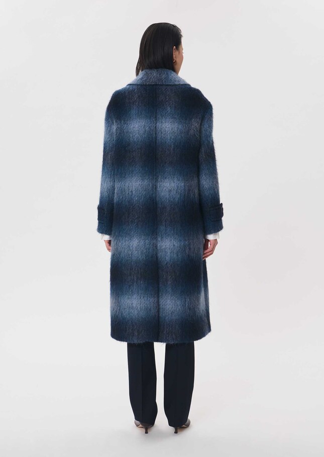 Marcelle coat long navy blue checkered Night TARA JARMON US