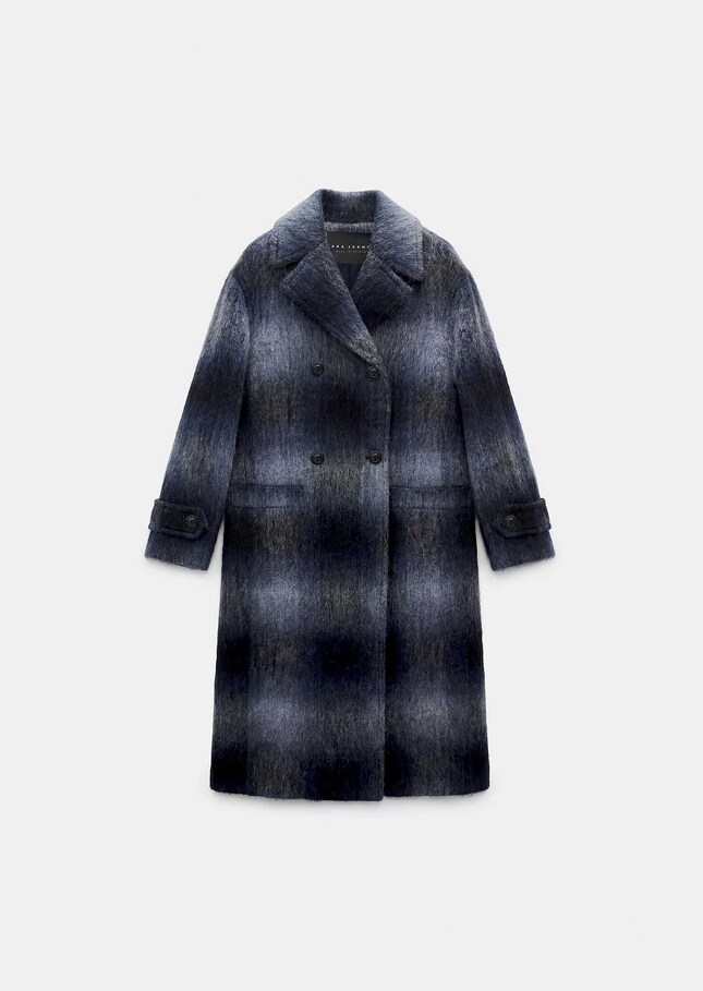 Marcelle coat long navy blue checkered Night TARA JARMON US