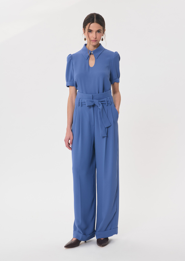 Pia Pants flowing blue belted Denim TARA JARMON US