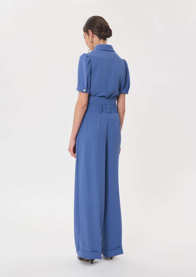 Pia Pants flowing blue belted Denim TARA JARMON US