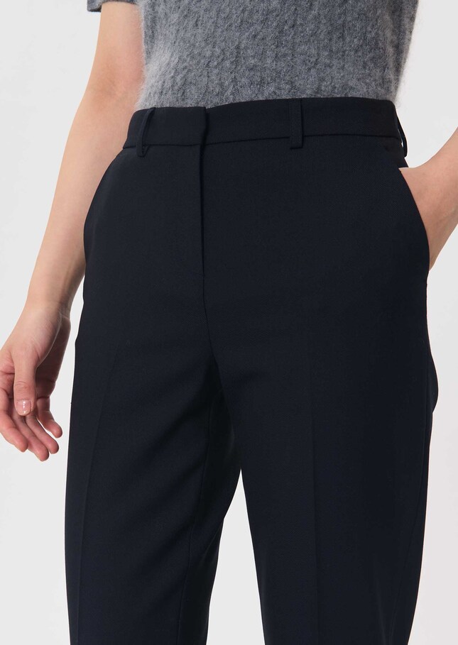 Philippa trousers navy blue right with lapel Night TARA JARMON US