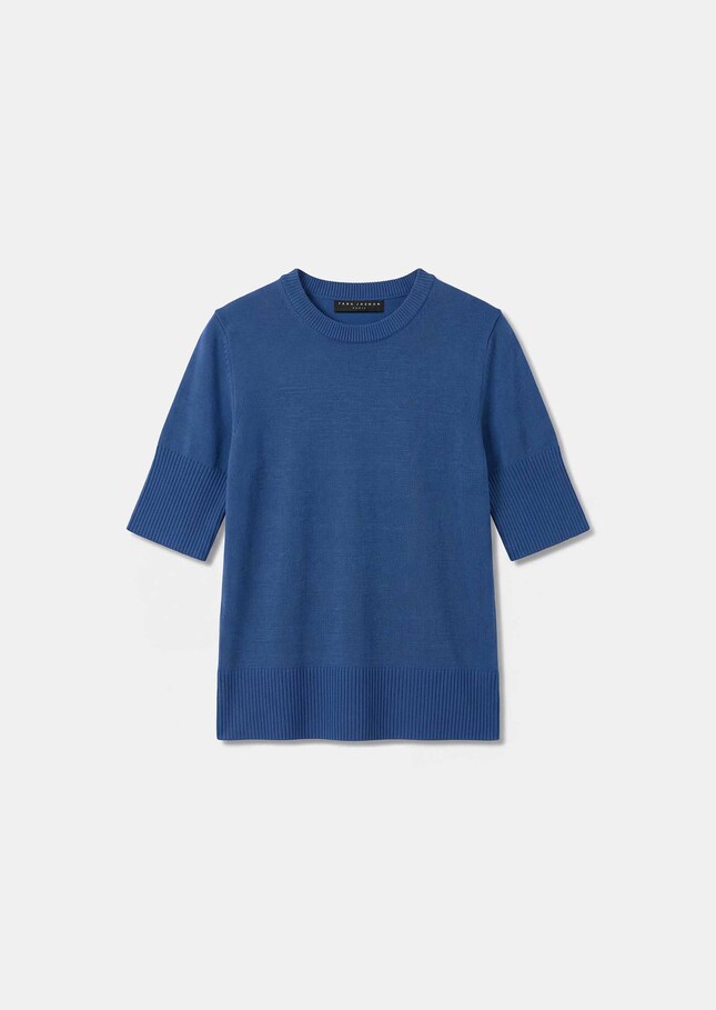 Paoline sweater blue short-sleeved Denim TARA JARMON US