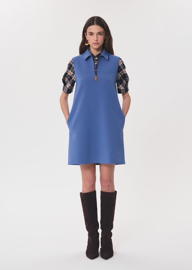 Riffi Dress short blue dress with contrasting collar Denim TARA JARMON US
