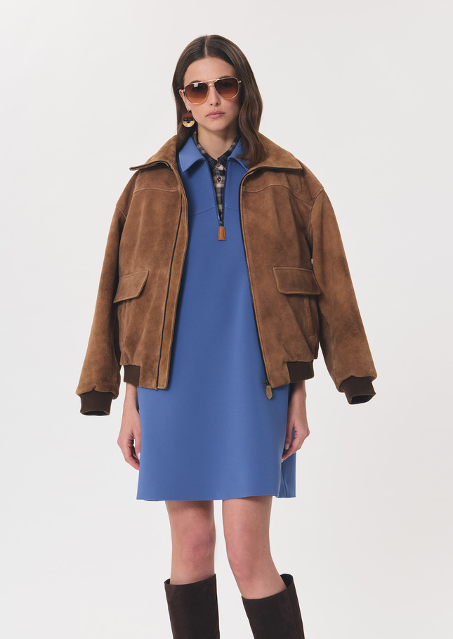 Riffi Dress short blue dress with contrasting collar Denim TARA JARMON US