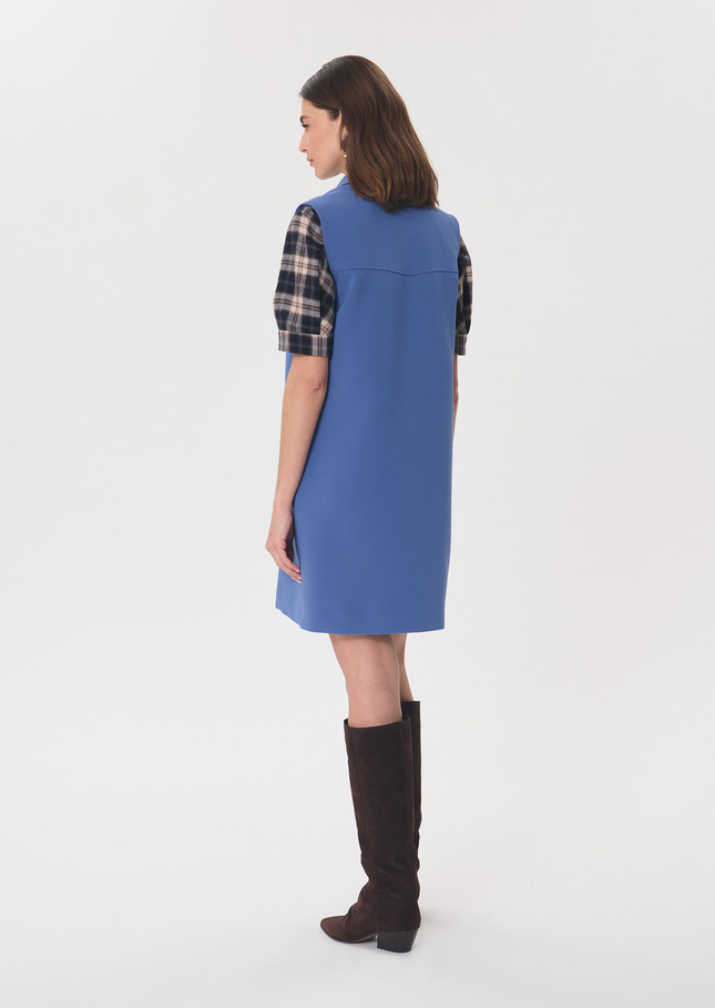 Riffi Dress short blue dress with contrasting collar Denim TARA JARMON US