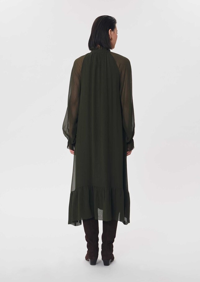 Romana dress long khaki dress with tie collar Khaki TARA JARMON US