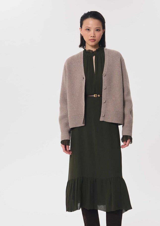 Romana dress long khaki dress with tie collar Khaki TARA JARMON US