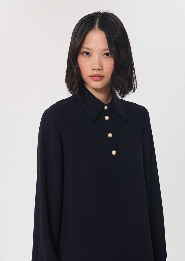 Top Tessy midnight blue with embroidered collar Night TARA JARMON US