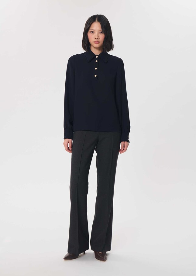 Top Tessy midnight blue with embroidered collar Night TARA JARMON US