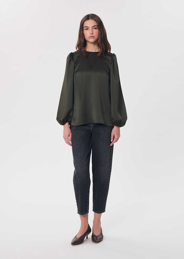 Top Tomina flowing khaki long-sleeved Khaki TARA JARMON US