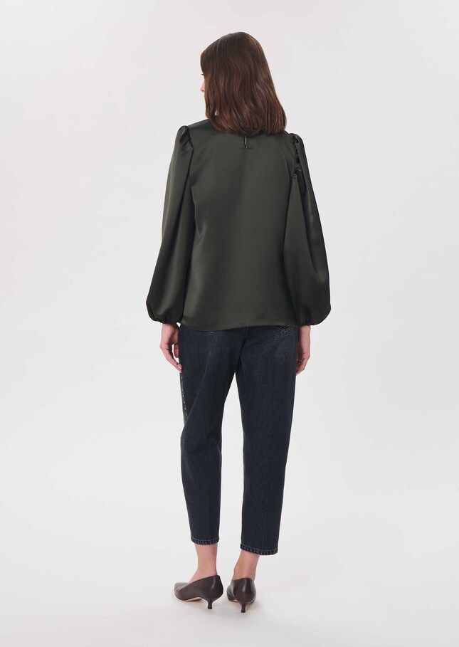 Top Tomina flowing khaki long-sleeved Khaki TARA JARMON US