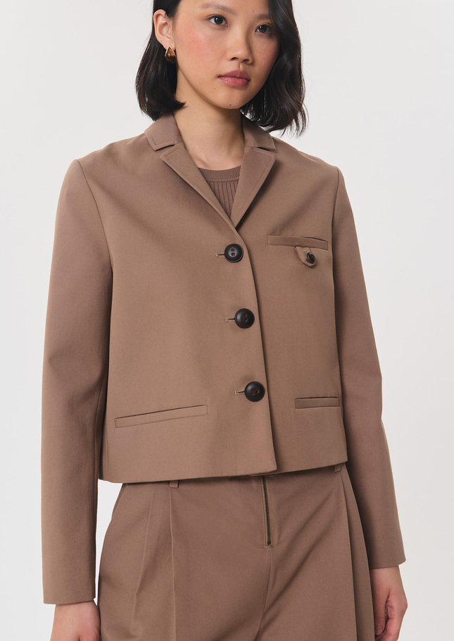 Vittorio Jacket short beige dress with patch pockets Caramel TARA JARMON US