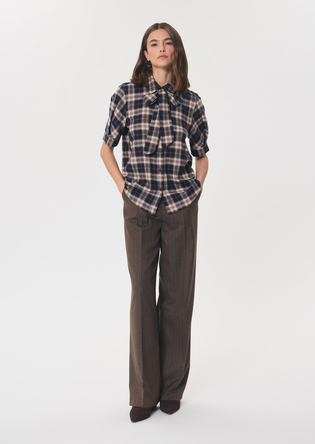Carla shirt tonka and beige checkered lavallière Tonka TARA JARMON US