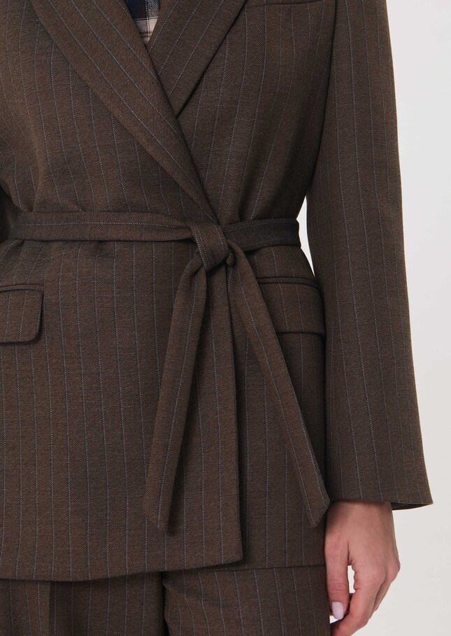 Virginia jacket brown striped belted Tonka TARA JARMON US
