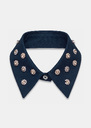 Antoinette detachable collar navy blue embroidered Night TARA JARMON US