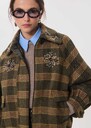 Bonnie Jacket short embroidered checkered pattern Khaki TARA JARMON US