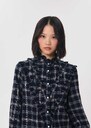 Christina shirt navy blue checkered lavallière Night TARA JARMON US