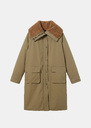 Darius down jacket Long khaki jacket with contrasting collar Khaki TARA JARMON US