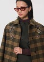 Monroe Coat khaki checkered embroidered Khaki TARA JARMON US