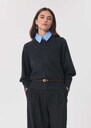 Polyn sweater heather grey balloon sleeves Gray grey TARA JARMON US