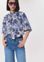 Top Tomaso flowing blue floral print with puff sleeves Off-white TARA JARMON US