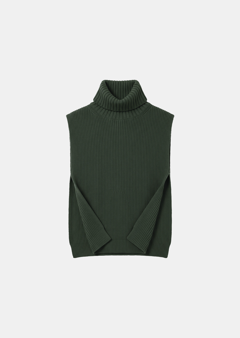 Angèle's Breastplate thyme in roll-neck knit Thym TARA JARMON US