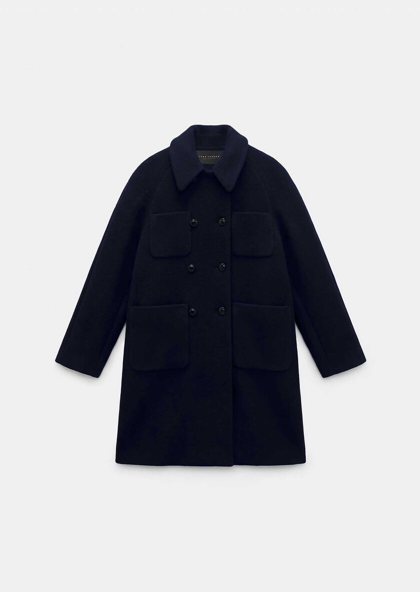 Maryline coat navy blue with patch pockets Night TARA JARMON US