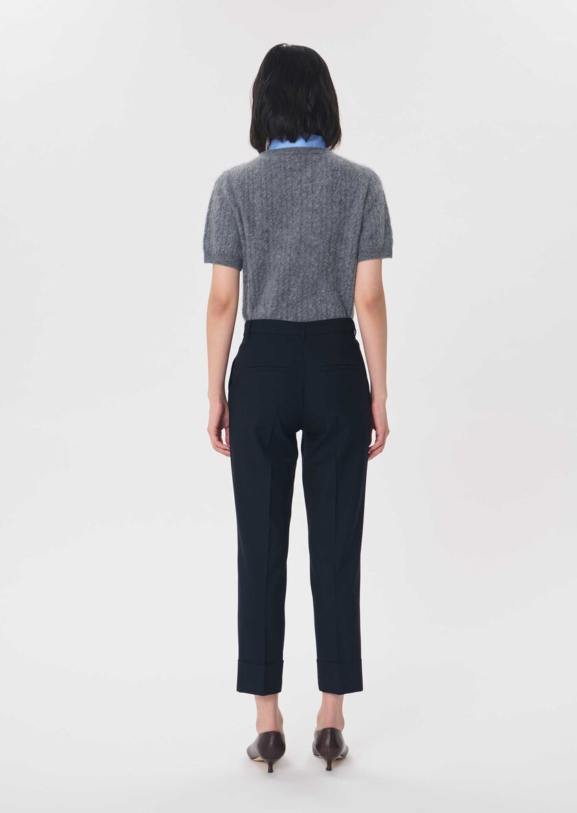 Philippa trousers navy blue right with lapel Night TARA JARMON US