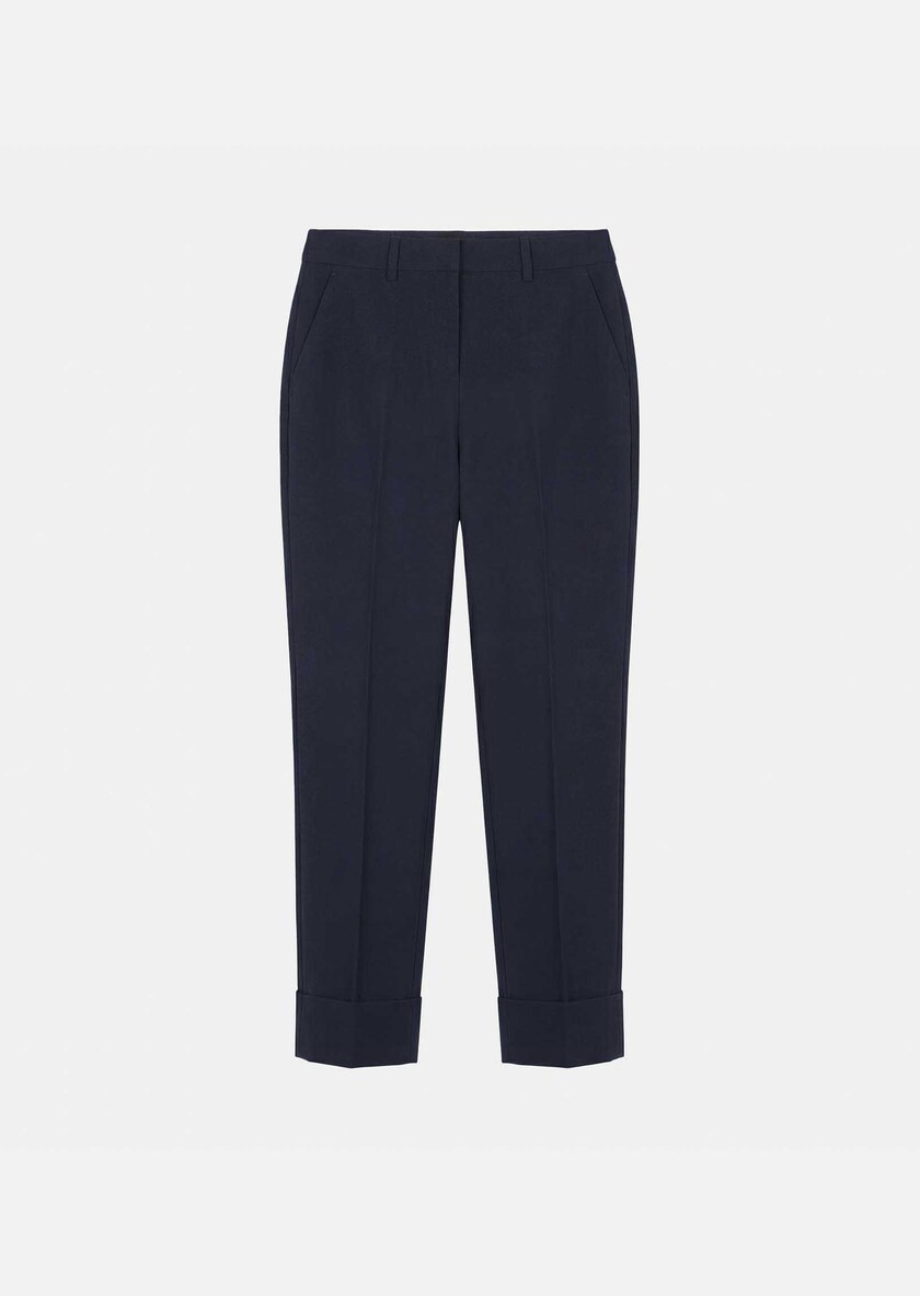Philippa trousers navy blue right with lapel Night TARA JARMON US