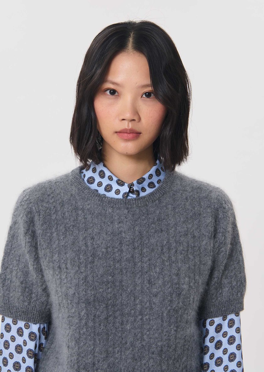 Pamela Sweater heather grey short-sleeved Gray grey TARA JARMON US
