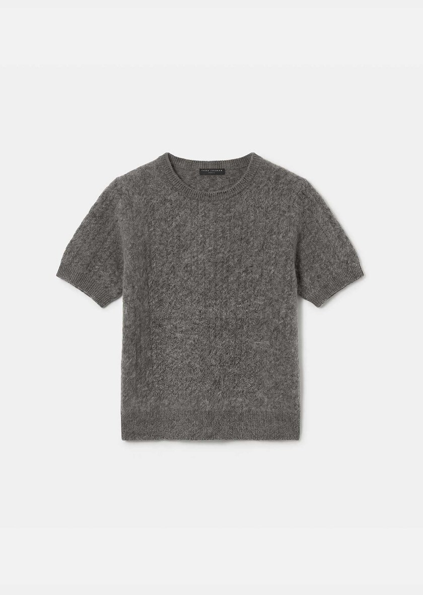 Pamela Sweater heather grey short-sleeved Gray grey TARA JARMON US