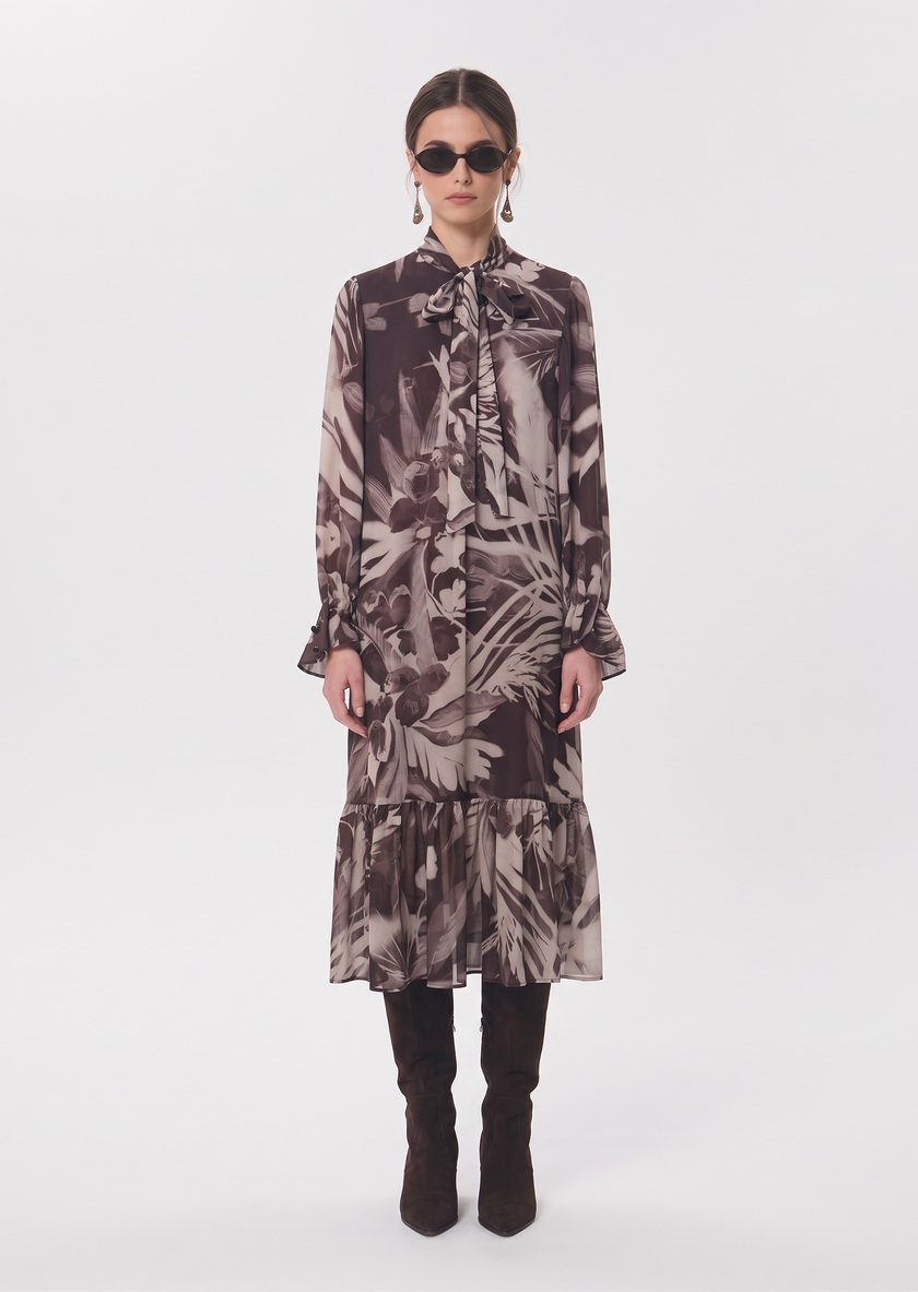 Rhita dress printed with ruffles Fig TARA JARMON US