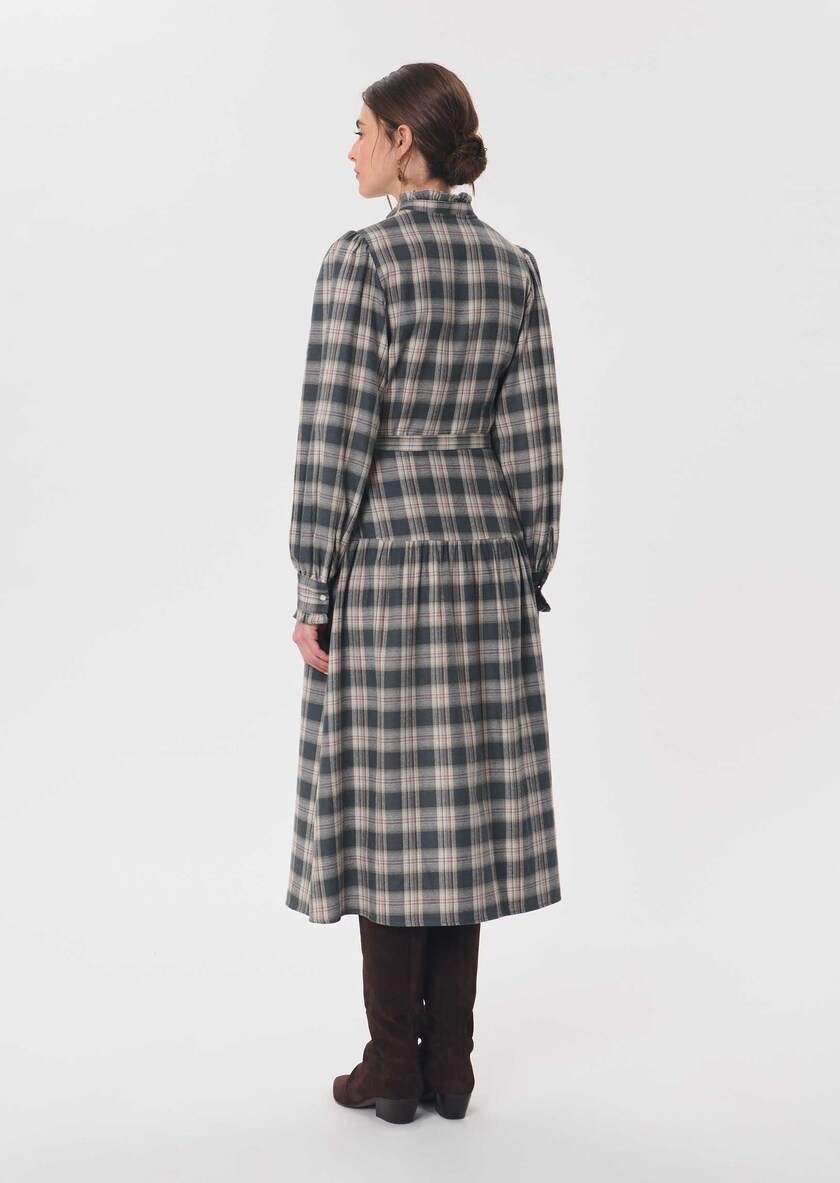 Retro Dress midi dress in khaki and beige checks Khaki TARA JARMON US