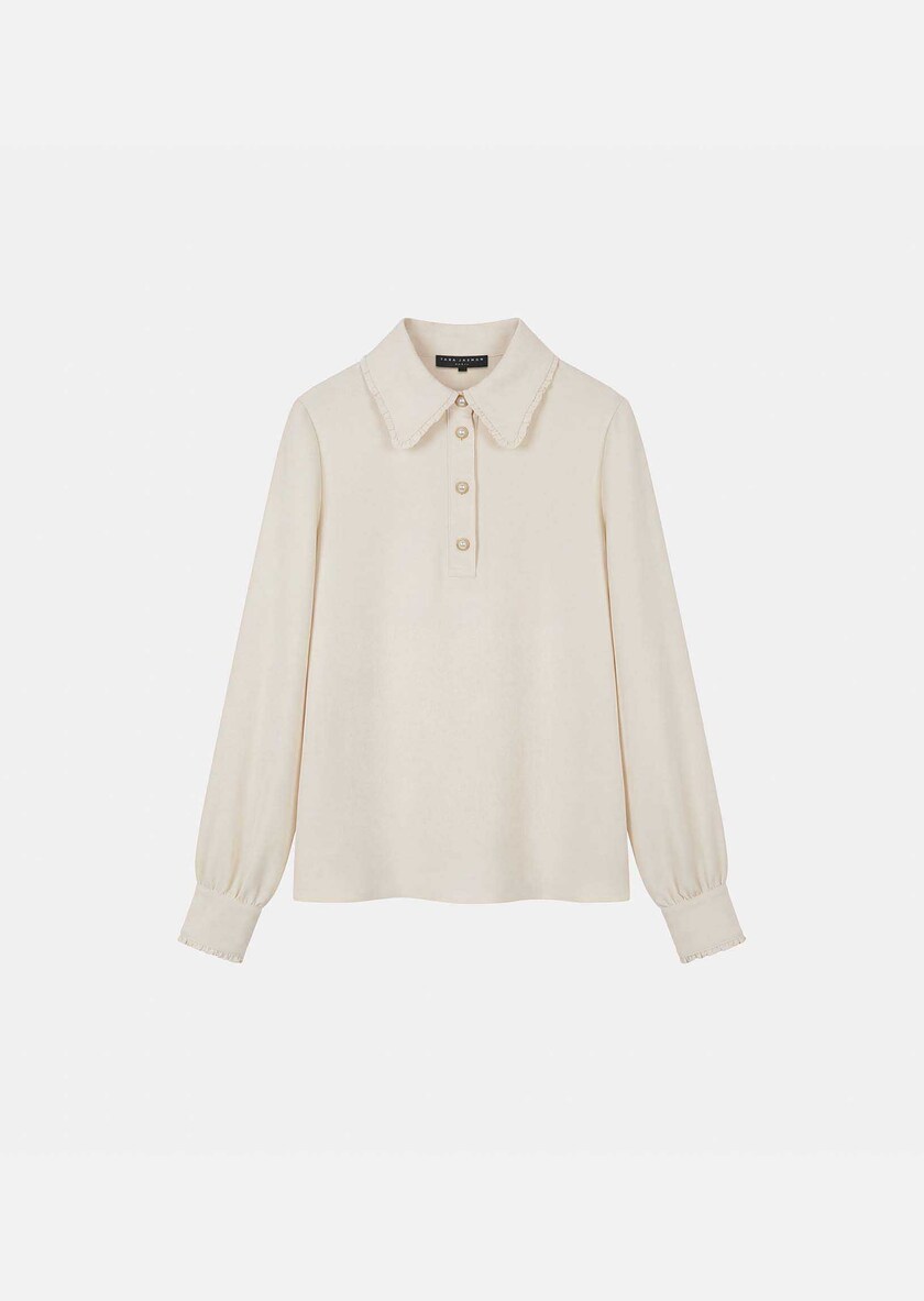 Top Tessy ecru with scalloped collar Off-white TARA JARMON US