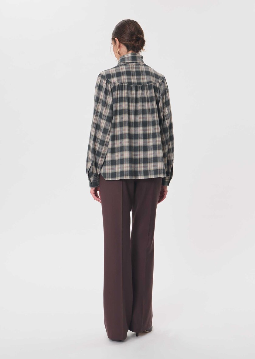 Top Titian Khaki checkered lavallière collar Khaki TARA JARMON US