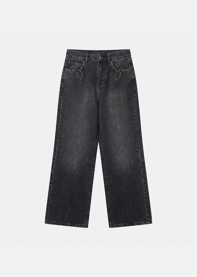 Juliano Jeans slim black pants with gold studs Charcoal TARA JARMON US