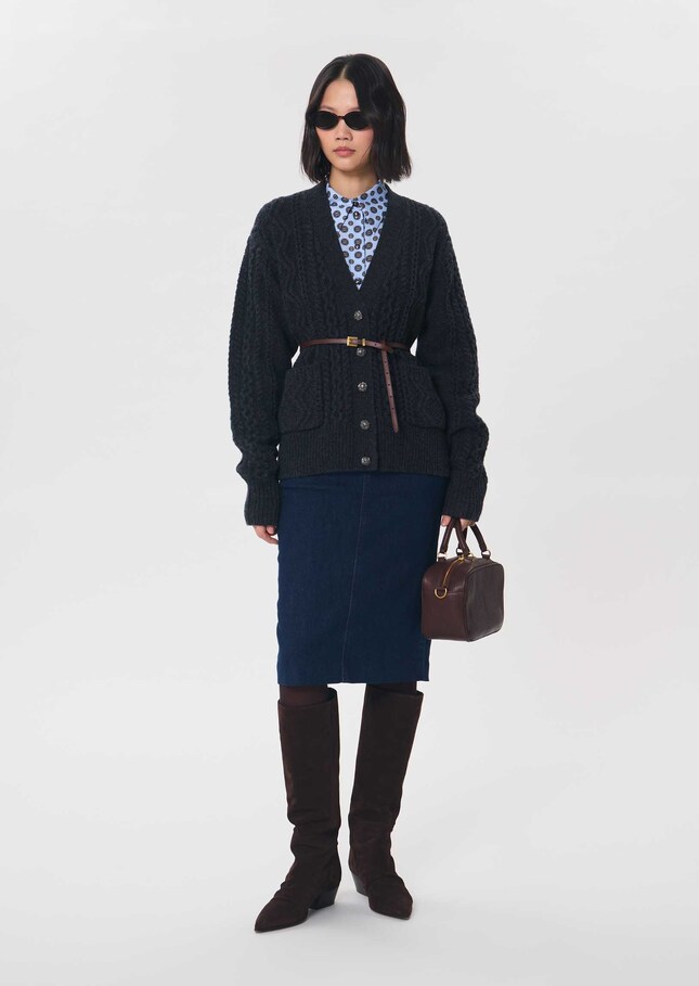 Jane Skirt midi in raw blue denim Brut TARA JARMON US