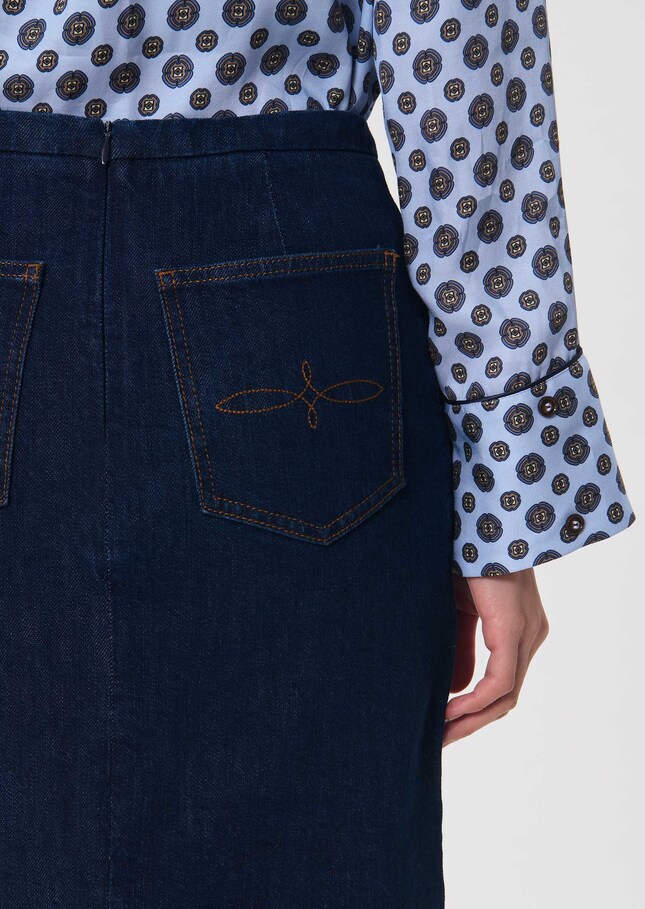 Jane Skirt midi in raw blue denim Brut TARA JARMON US