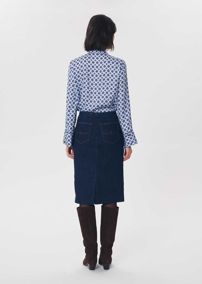 Jane Skirt midi in raw blue denim Brut TARA JARMON US
