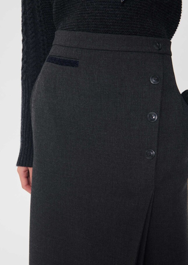 Jolane skirt straight grey with asymmetrical buttonhole Grey TARA JARMON US
