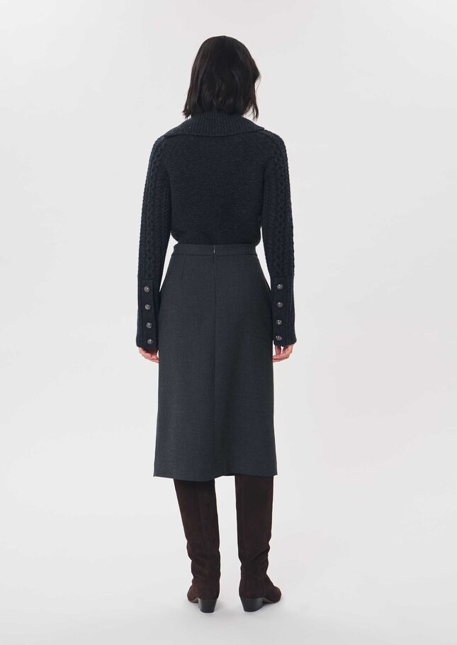 Jolane skirt straight grey with asymmetrical buttonhole Grey TARA JARMON US