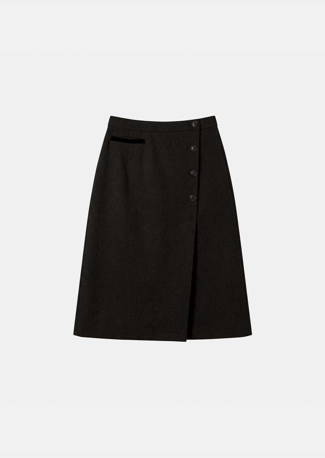 Jolane skirt straight grey with asymmetrical buttonhole Grey TARA JARMON US