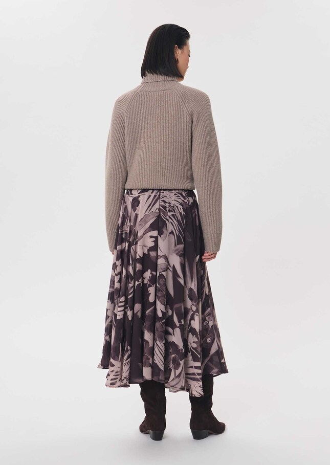 Johanna skirt midi flared fig-colored dress in flowing satin Fig TARA JARMON US