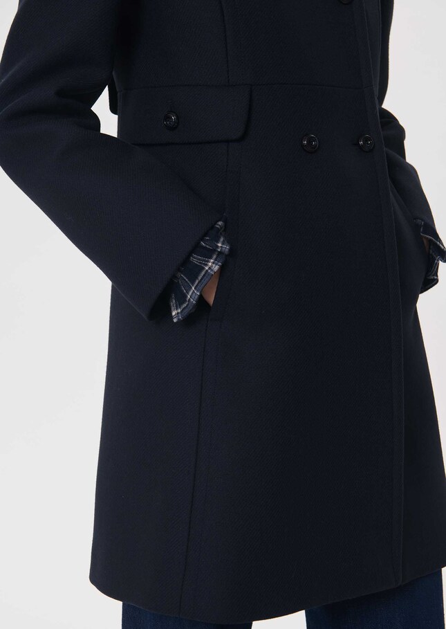 Martha Coat navy blue double-breasted belted Night TARA JARMON US