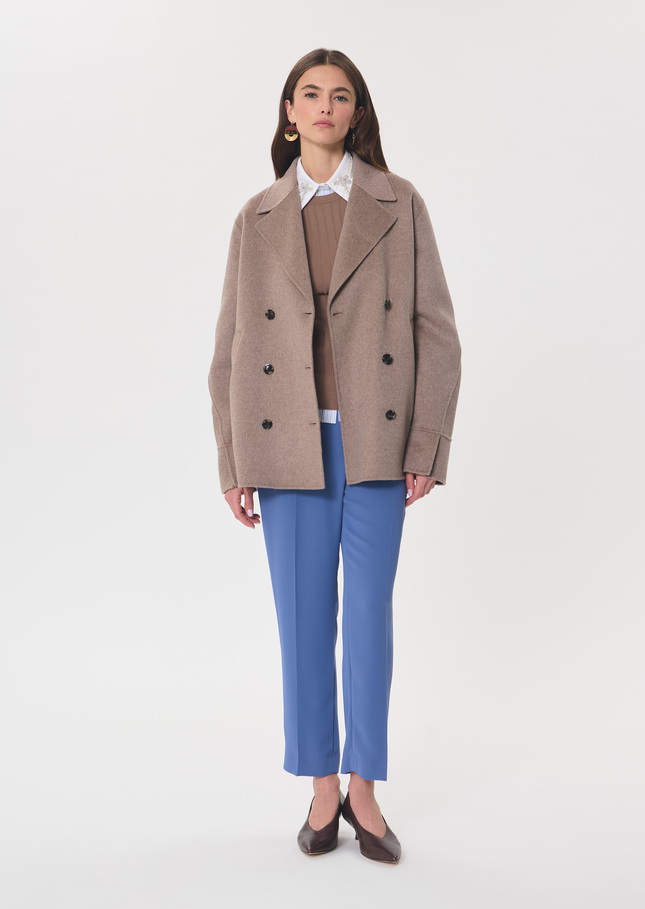 Marlo Coat Hazelnut double-breasted with a tailored collar Nut brown TARA JARMON US